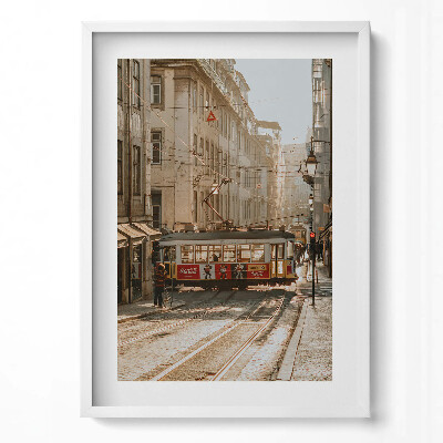 Tablou living cu rama modern Vedere a Lisabonei și a tramvaiului