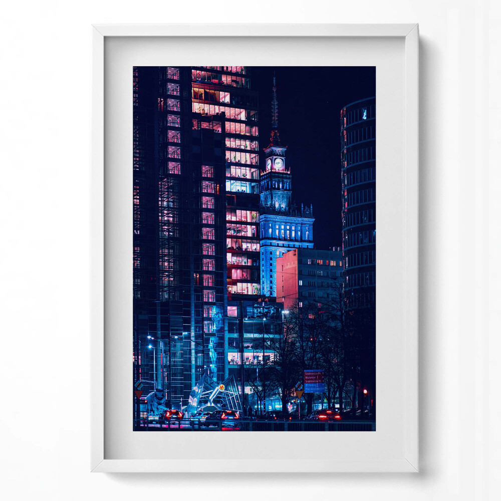 Tablou rama modern Varșovia noaptea