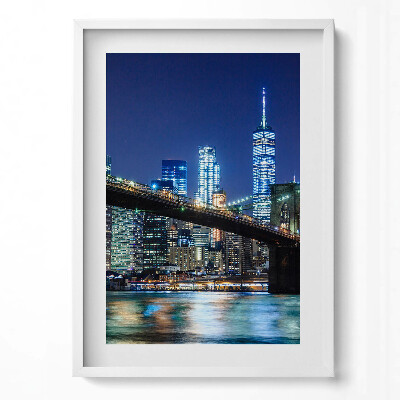 Tablou rama modern Podul Brooklyn, New York, noaptea