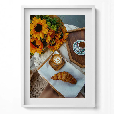 Tablou living cu rama modern Croissant franțuzesc și cafea
