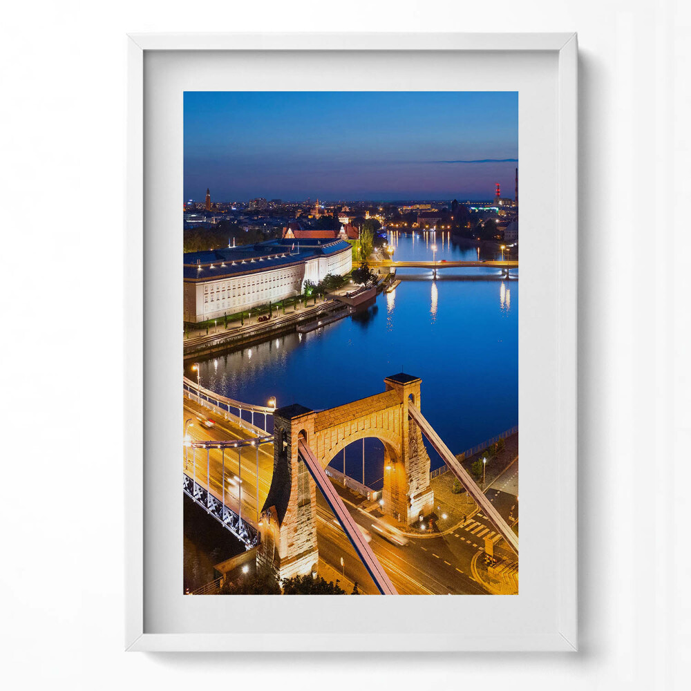 Tablou rama modern Orașul Wroclaw noaptea