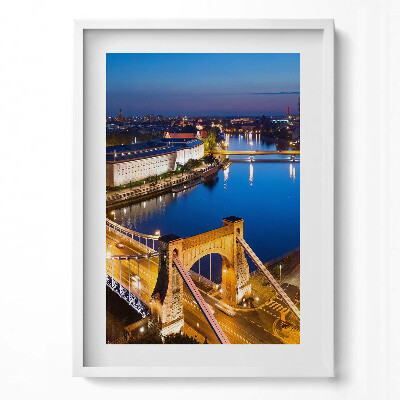 Tablou rama modern Orașul Wroclaw noaptea