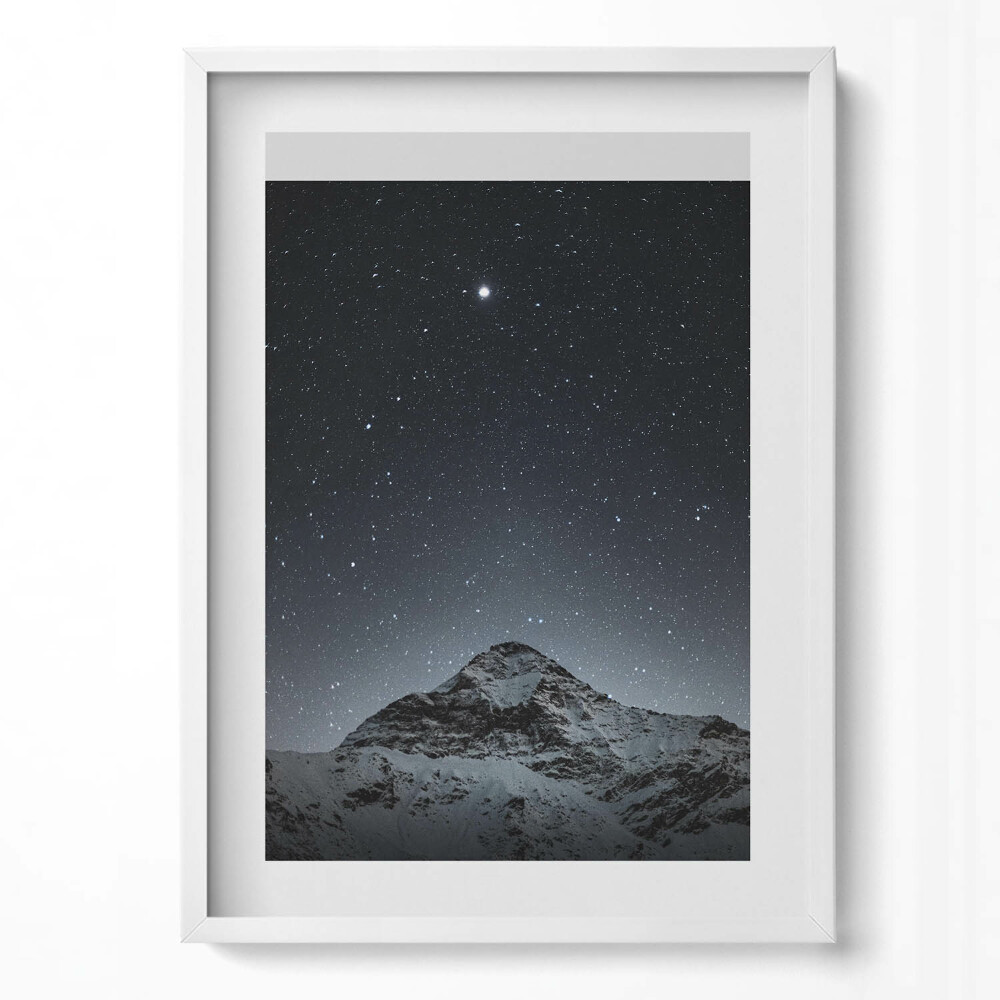 Tablou living cu rama modern Muntele într-o noapte înstelată