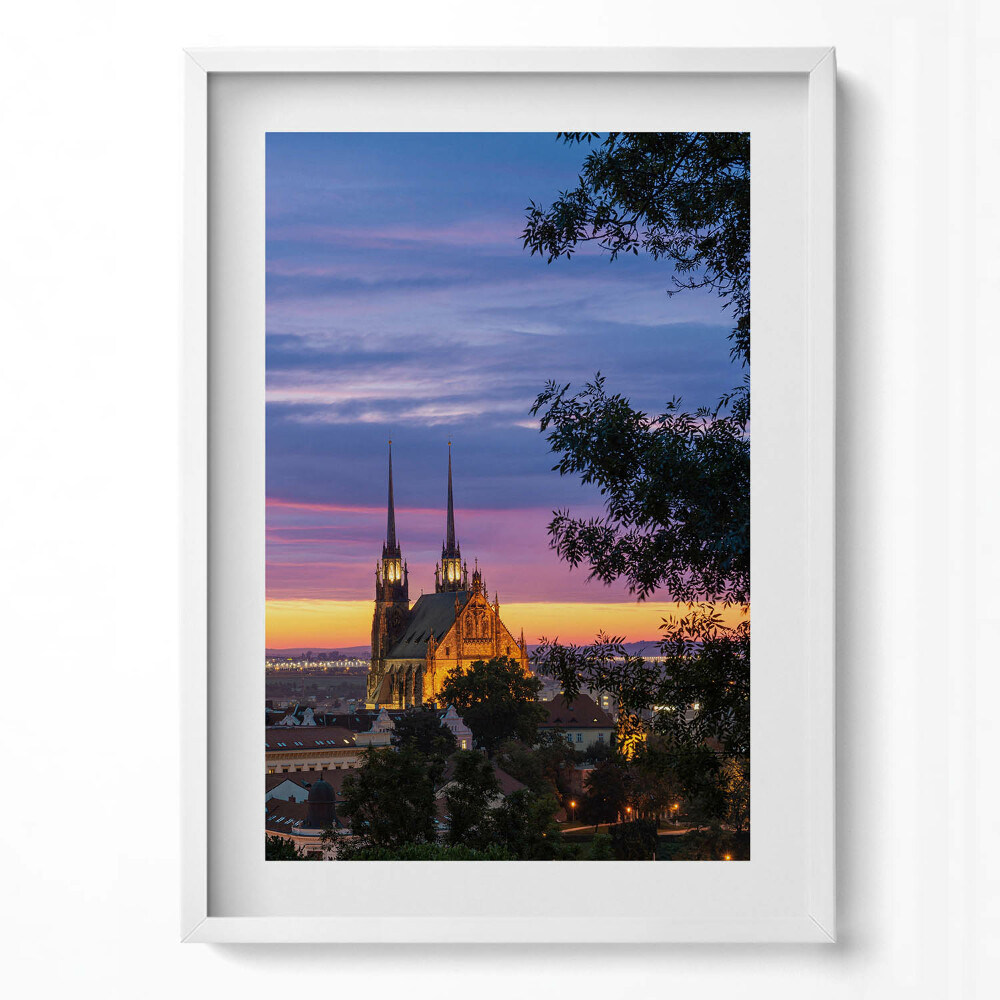 Tablou living cu rama modern Răsărit de soare Brno