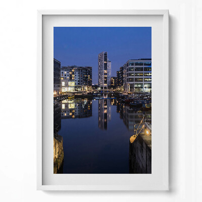 Tablou rama modern Orașul Leeds iluminat noaptea