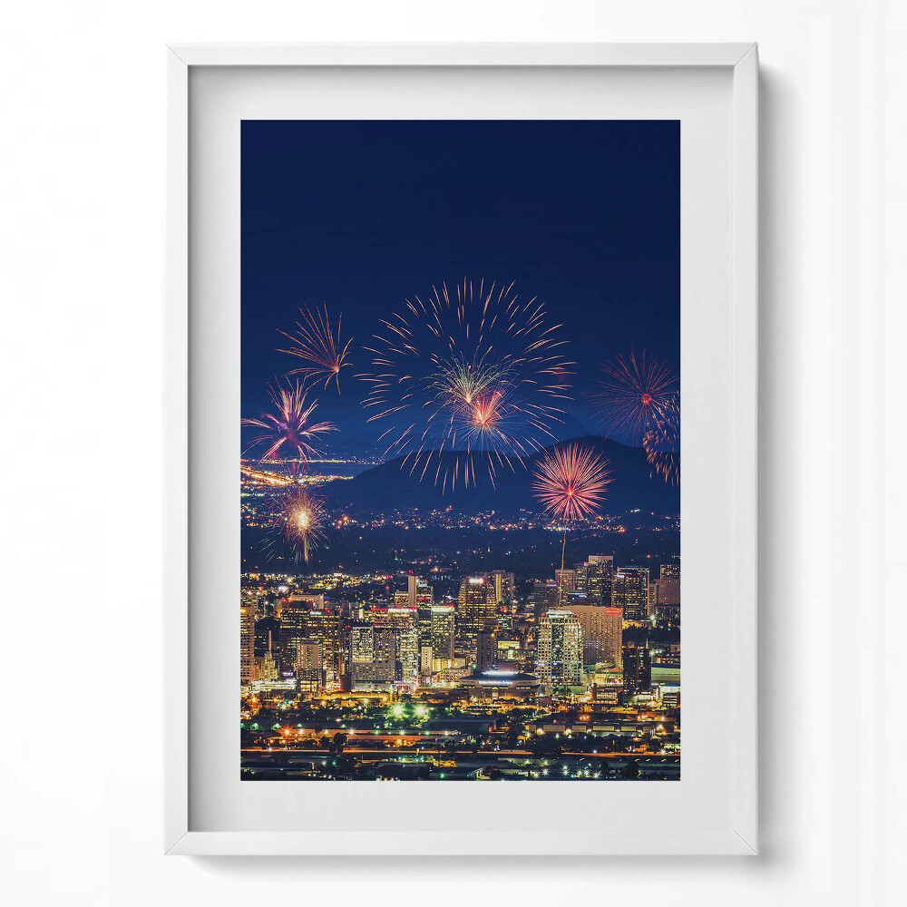 Tablou living cu rama modern Orașul Phoenix noaptea