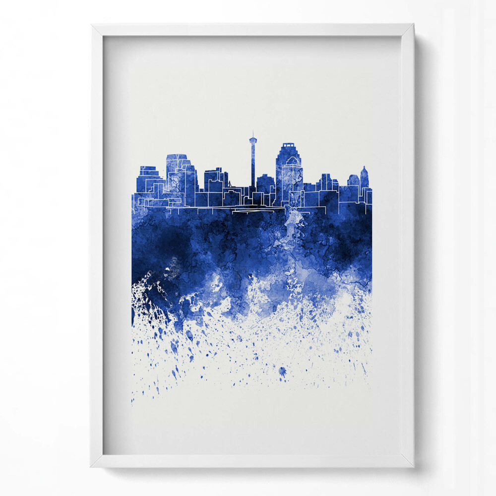 Tablou living cu rama modern Panoramă a acuarelelor din San Antonio