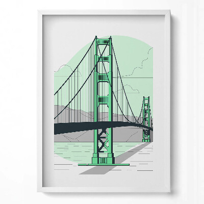 Tablou living cu rama modern Desen al Podului Golden Gate