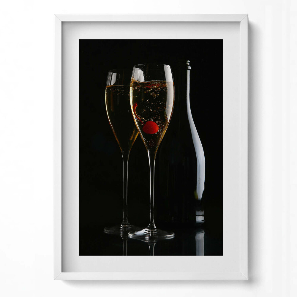 Tablou living cu rama modern Pahare de șampanie