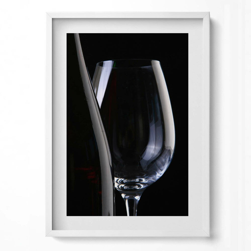 Tablou living cu rama modern Un pahar și o sticlă