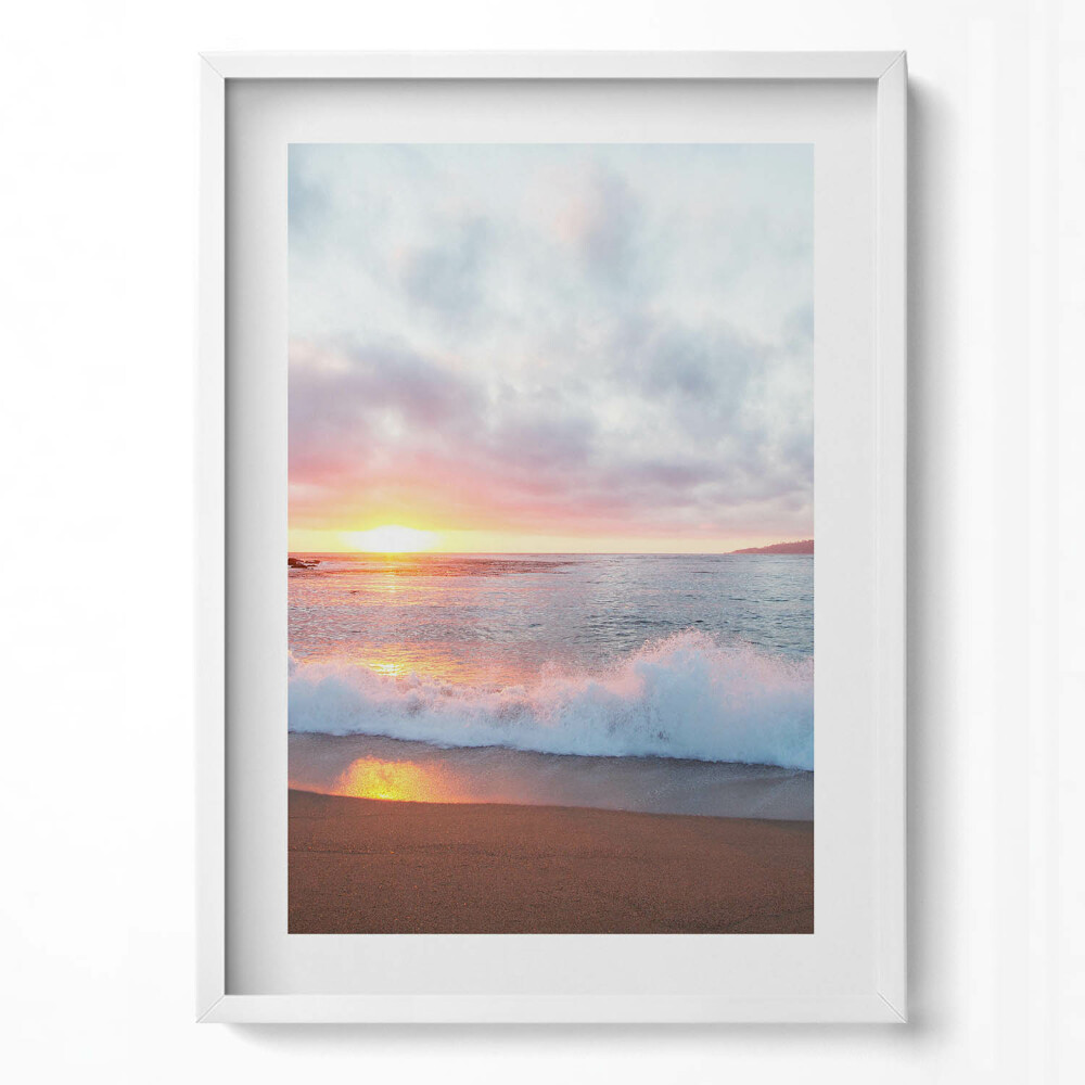 Tablou living cu rama modern Plaja la mare și apusul soarelui