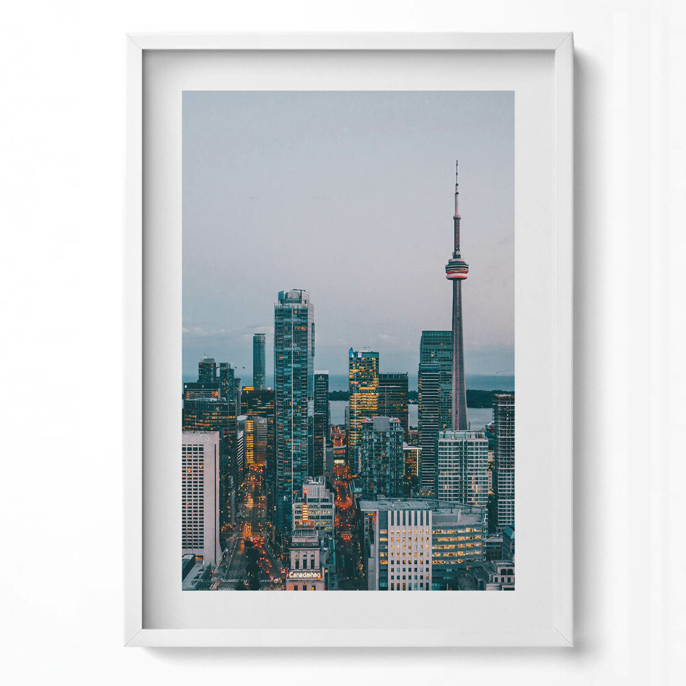 Tablou living cu rama modern Panorama orașului seara