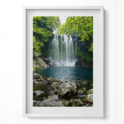 Tablou living cu rama modern Cascadă și râu printre copaci