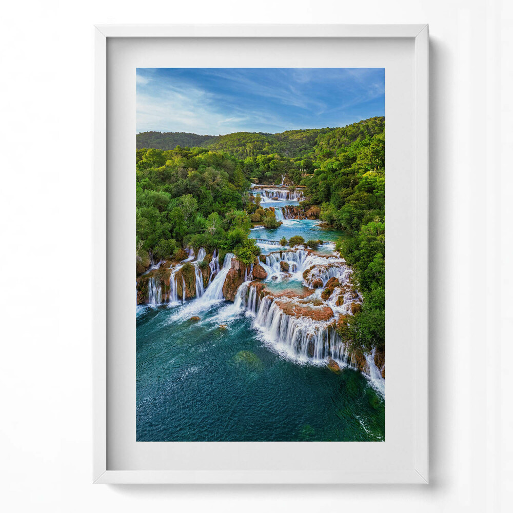 Tablou living cu rama modern Cascade și râul Krka, Croația