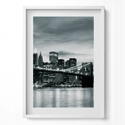 Tablou living cu rama modern Podul Brooklyn - Noua Panoramă