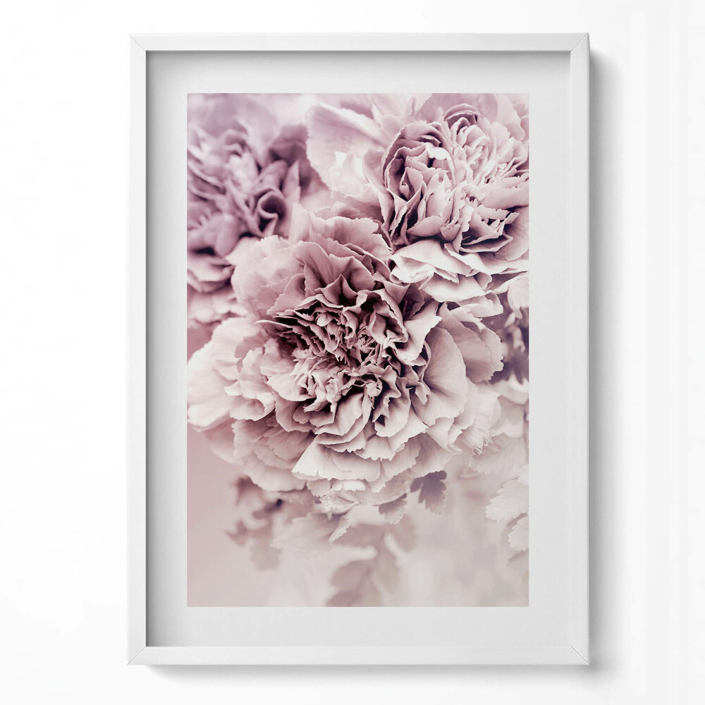 Tablou living cu rama modern Petale de bujor roz pal