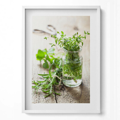 Tablou living cu rama modern Ierburi într-un borcan pe lemn