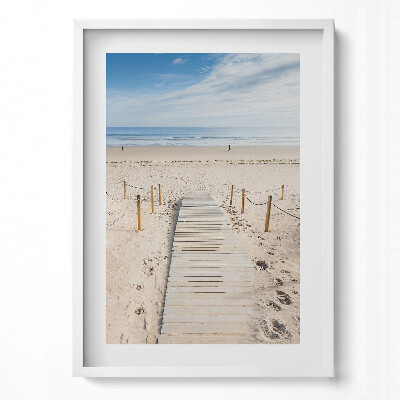 Tablou living cu rama modern Cale de lemn pe nisip