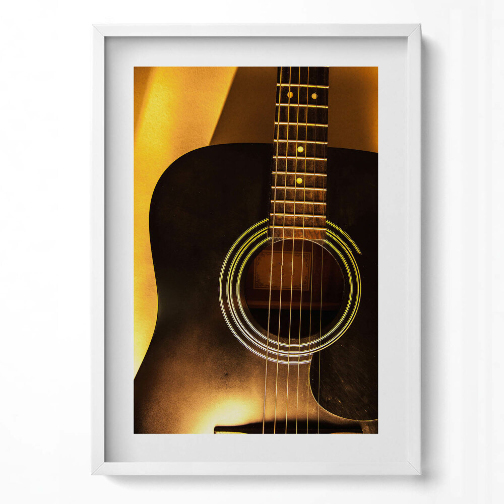 Tablou living cu rama modern Instrument de chitară neagră