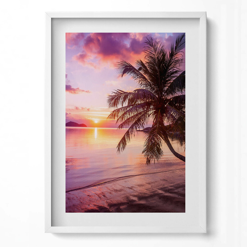 Tablou rama modern Palmier pe plajă la apus