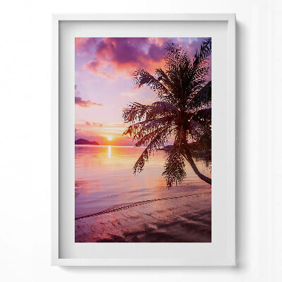 Tablou rama modern Palmier pe plajă la apus