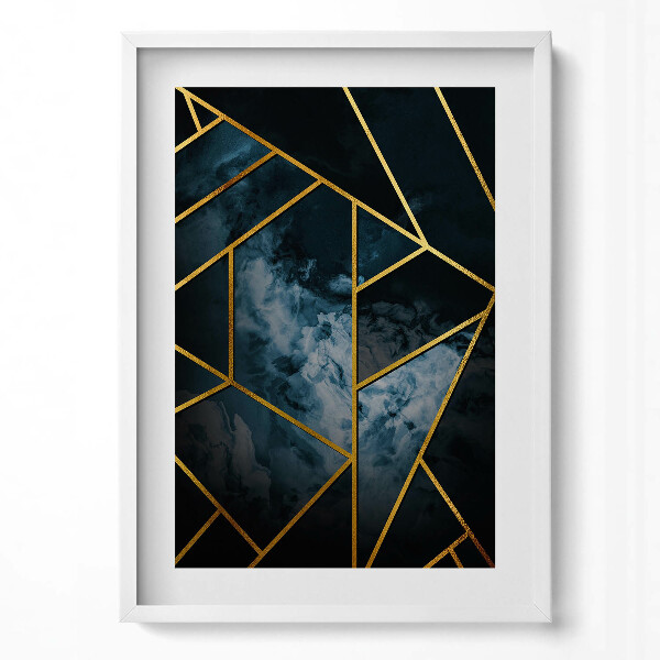 Tablou living cu rama modern Abstracție geometrică întunecată cu aur