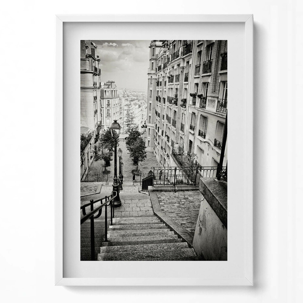 Tablou living cu rama modern Vedere alb-negru a unei străzi a orașului