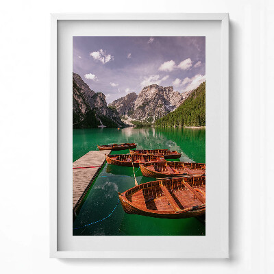 Tablou rama modern Bărci de lemn pe un lac din munți