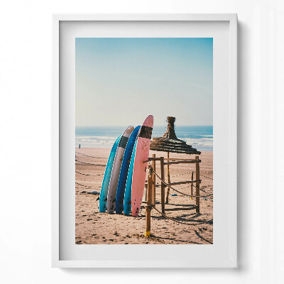Tablou living cu rama modern Plăci de surf pe plajă