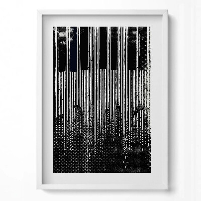 Tablou living cu rama modern Ilustrație a unui pian și a unui oraș