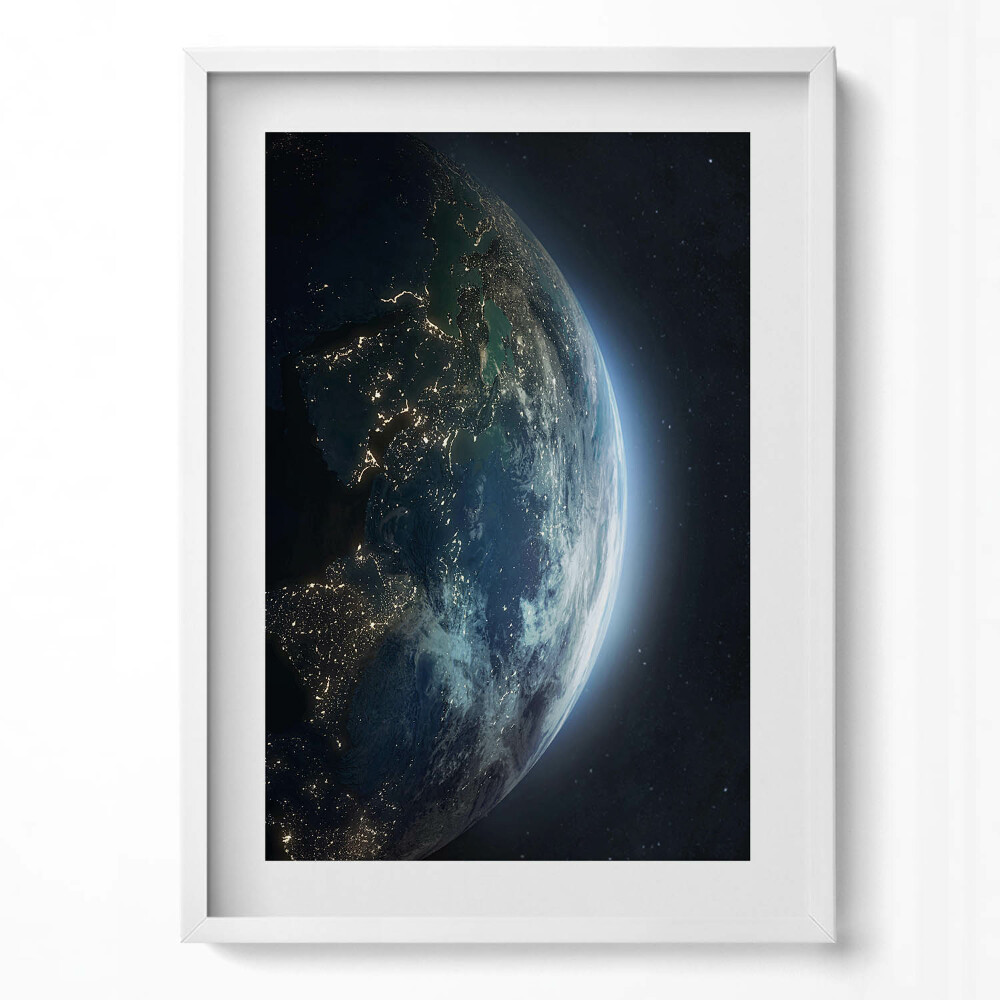 Tablou living cu rama modern Planeta Pământ văzută din spațiu