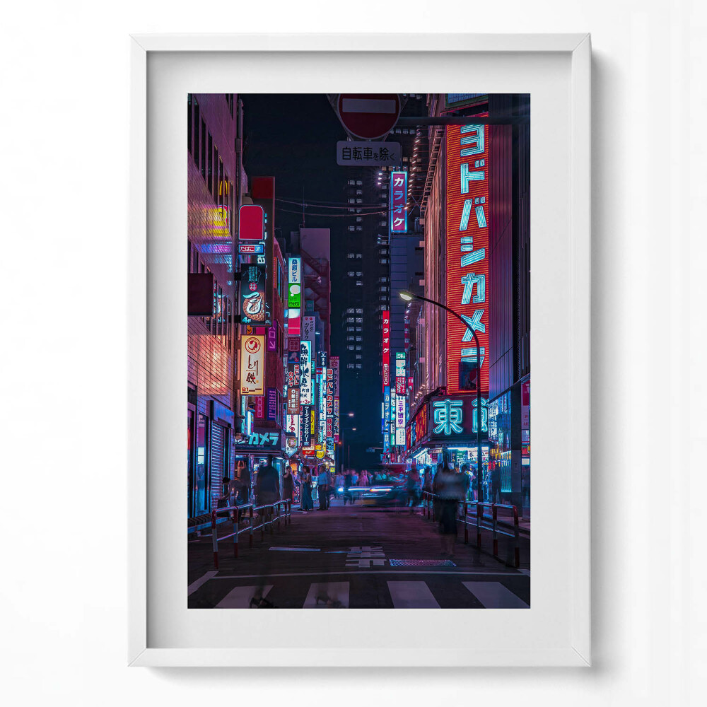 Tablou living cu rama modern oraș asiatic noaptea