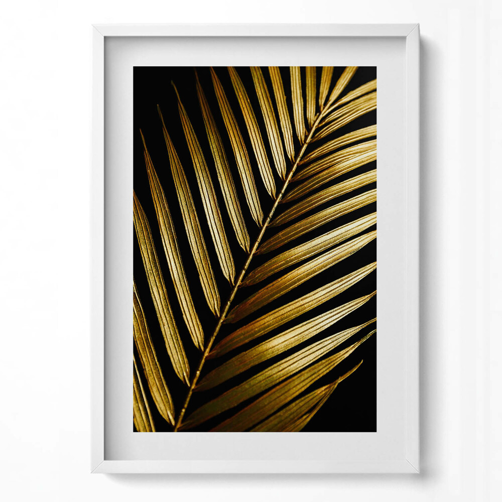 Tablou rama modern Frunză în strălucire aurie