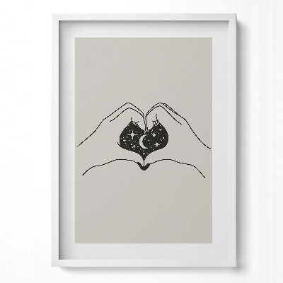 Tablou rama modern Inimă de palmier și spațiu - ilustrație