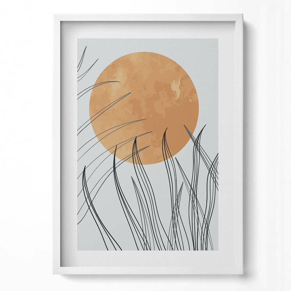 Tablou living cu rama modern Plante minimaliste și soare în stil boho