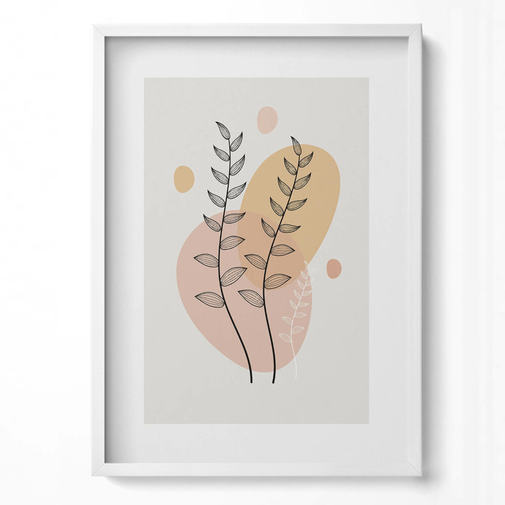 Tablou living cu rama modern Plante abstracte boho