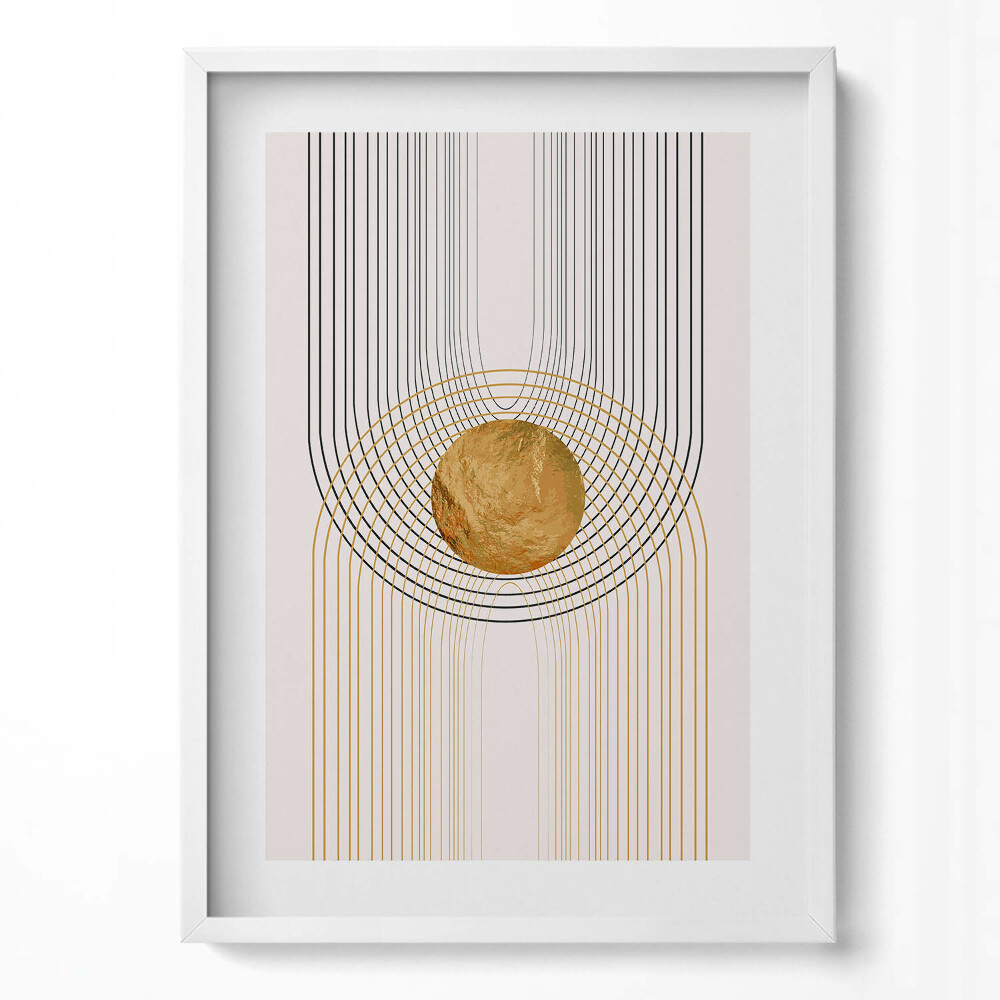 Tablou rama modern Forme minimaliste abstracte boho cu aur