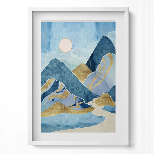 Tablou rama modern Peisaj abstract de munți și soare