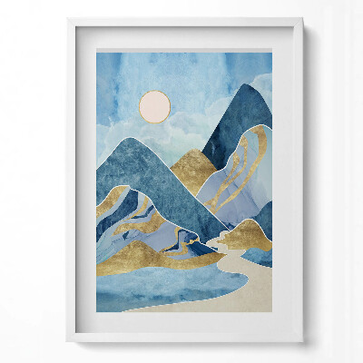 Tablou rama modern Peisaj abstract de munți și soare