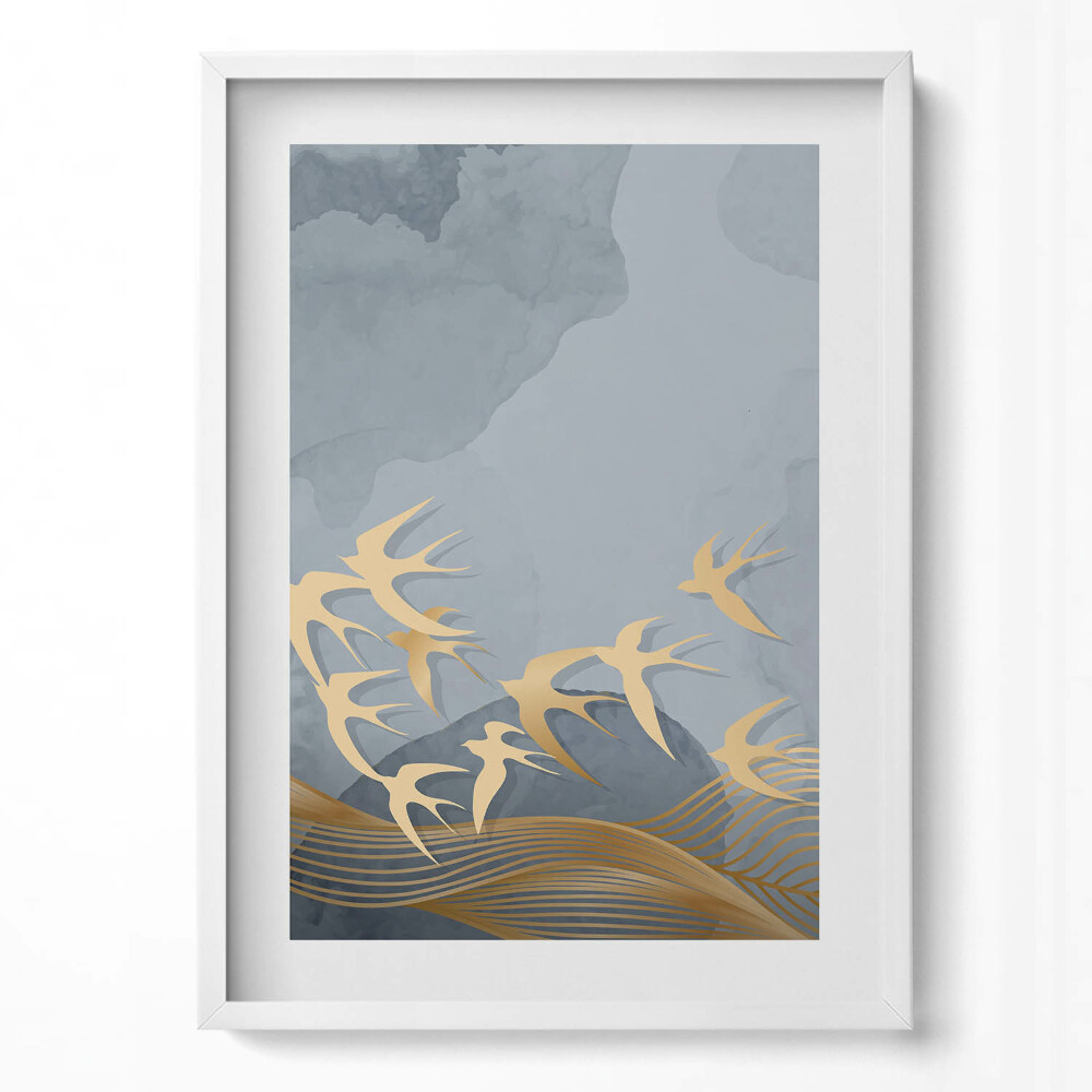 Tablou living cu rama modern Ilustrație a păsărilor care zboară