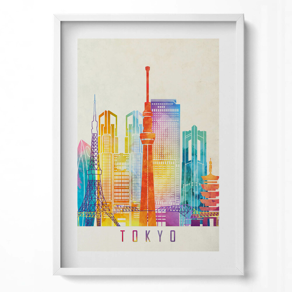 Tablou rama modern O ilustrație colorată a orașului Tokyo din Japonia