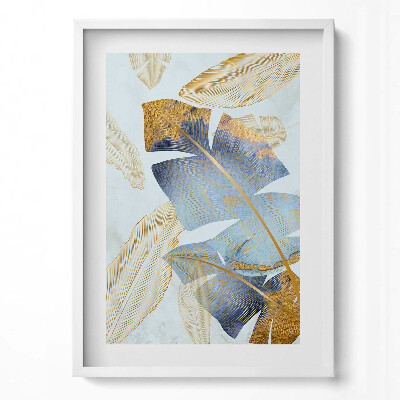 Tablou living cu rama modern Frunze de bananier glamour cu aur