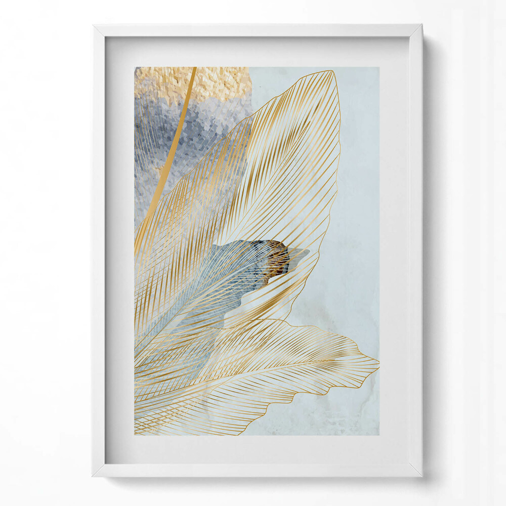 Tablou rama modern Frunze de bananier glamour cu aur