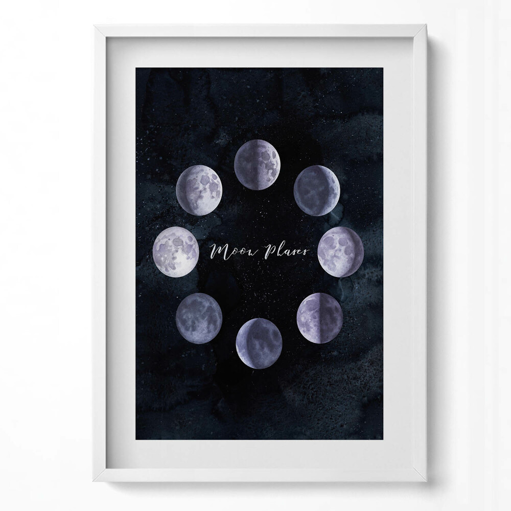 Tablou living cu rama modern Ilustrație a fazelor lunii