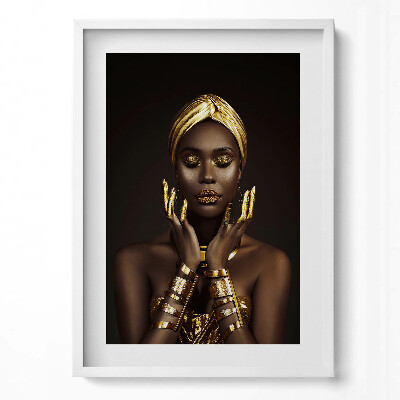 Tablou rama modern Portretul unei femei africane în aur