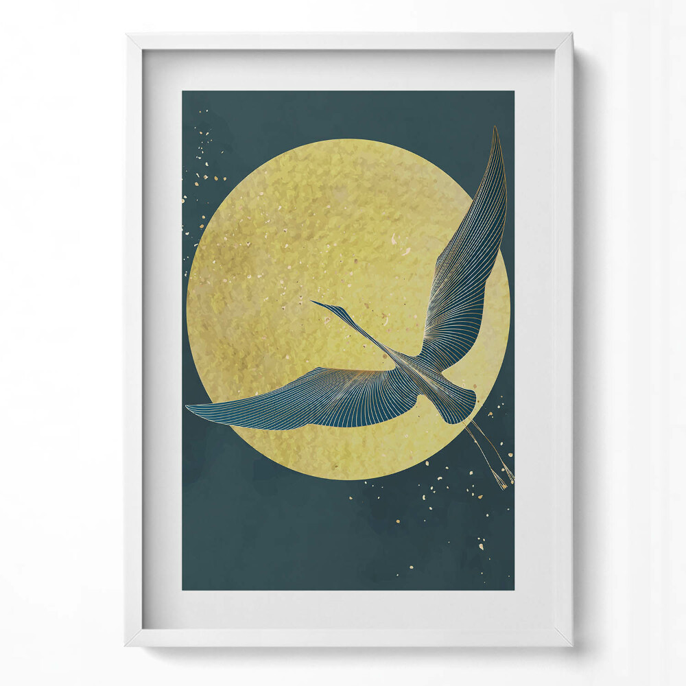 Tablou rama modern Macara abstractă pe soarele auriu