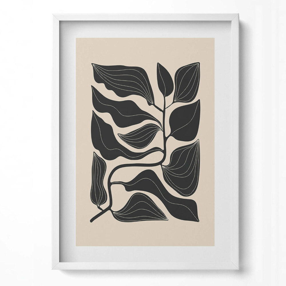 Tablou living cu rama modern Ilustrație minimalistă a frunzelor de plante