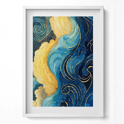 Tablou rama modern Abstractizare de nori cu aur