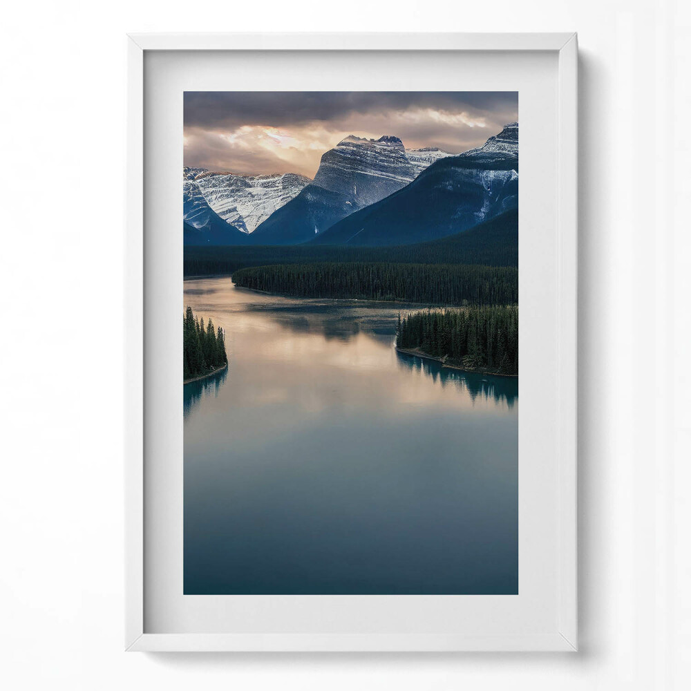 Tablou living cu rama modern Peisaj cu râuri, păduri și munți