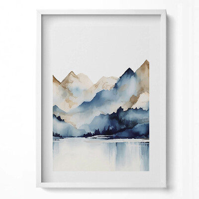 Tablou rama modern Peisaj în acuarelă cu munți și lacuri